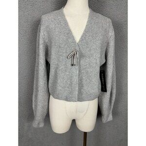 Madden Girl Women's Juniors' Bling Bow Long-Sleeve Ribbed Cardigan Large NWT's.